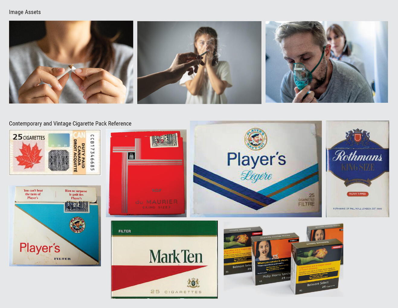 Vintage/Contemporary Cigarette Pack Props (Process)