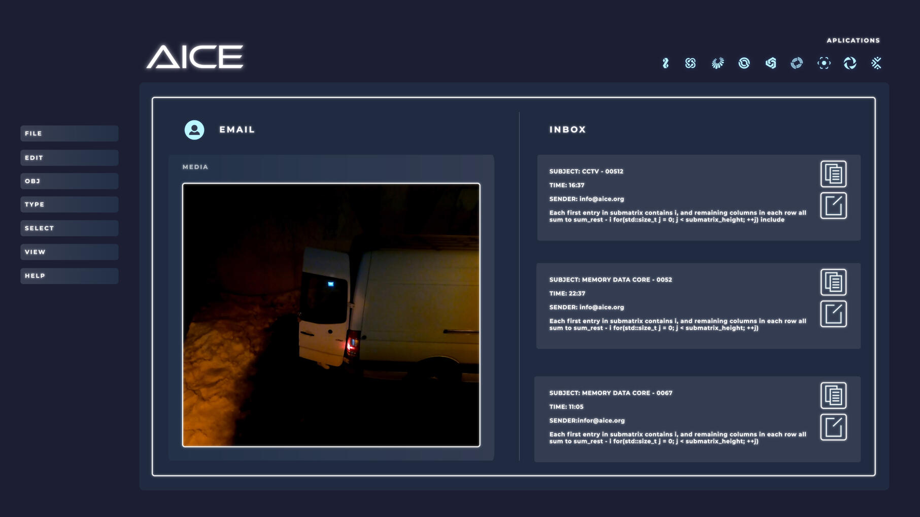 Int AICE Headquarters Internal App UI/Various VFX Screens